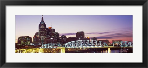 Framed Skylines and Shelby Street Bridge at dusk, Nashville, Tennessee, USA 2013 Print