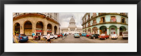 Framed Street View of Government buildings in Havana, Cuba Print