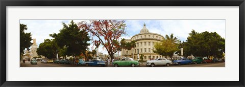 Framed Vintage cars parked on a street, Havana, Cuba Print