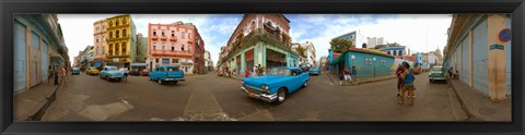 Framed 360 degree view of street scene, Havana, Cuba Print