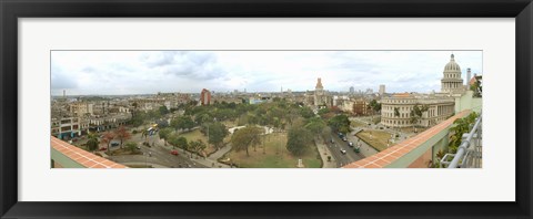 Framed Aerial View of Government buildings in Havana, Cuba Print