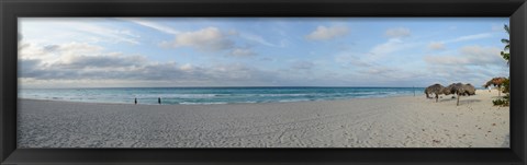 Framed Sunshades on the beach, Varadero Beach, Varadero, Matanzas, Cuba Print