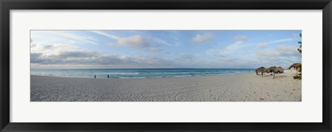 Framed Sunshades on the beach, Varadero Beach, Varadero, Matanzas, Cuba Print