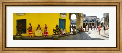 Framed People in Native dress on Plaza De La Catedral, Havana, Cuba Print