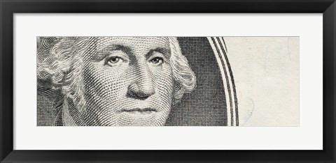 Framed Details of George Washington&#39;s image on the US dollar bill Print