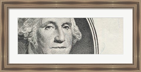 Framed Details of George Washington&#39;s image on the US dollar bill Print