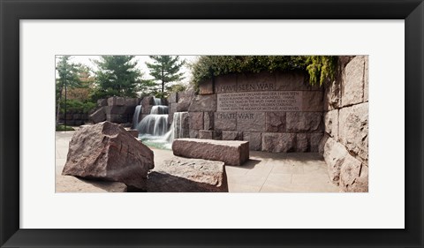 Framed Engraved memorial wall, Franklin Delano Roosevelt Memorial, Washington DC, USA Print