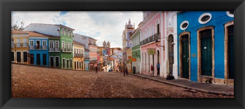 Framed Colorful buildings, Pelourinho, Salvador, Bahia, Brazil Print