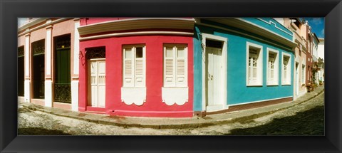 Framed Houses along a street in a city, Pelourinho, Salvador, Bahia, Brazil Print