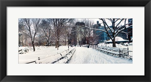 Framed Snow covered park, Union Square, Manhattan, New York City, New York State, USA Print