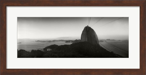 Framed Sugarloaf Mountain at sunset, Rio de Janeiro, Brazill (black and white) Print