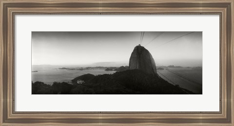 Framed Sugarloaf Mountain at sunset, Rio de Janeiro, Brazill (black and white) Print