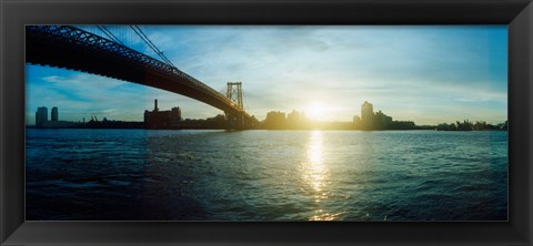 Framed Suspension bridge over a river, Williamsburg Bridge, East River, Lower East Side, Manhattan, New York City, New York State Print