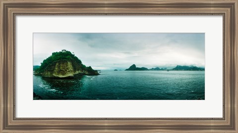 Framed Small island in the ocean, Niteroi, Rio de Janeiro, Brazil Print