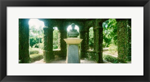 Framed Memorial statue in the house of cedar, Jardim Botanico, Zona Sul, Rio de Janeiro, Brazil Print