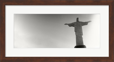 Framed Low angle view of Christ The Redeemer, Corcovado, Rio de Janeiro, Brazil (black and white) Print