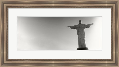 Framed Low angle view of Christ The Redeemer, Corcovado, Rio de Janeiro, Brazil (black and white) Print