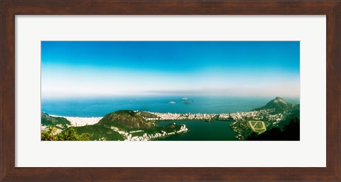 Framed Aerial view of a coast, Corcovado, Rio de Janeiro, Brazil Print