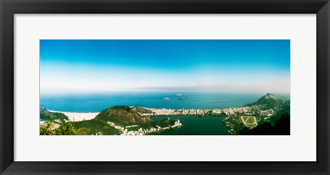 Framed Aerial view of a coast, Corcovado, Rio de Janeiro, Brazil Print