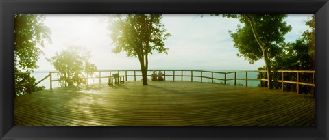 Framed Couple overlooking the ocean at sunset in Morro De Sao Paulo, Tinhare, Cairu, Bahia, Brazil Print