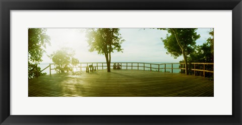 Framed Couple overlooking the ocean at sunset in Morro De Sao Paulo, Tinhare, Cairu, Bahia, Brazil Print