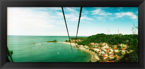 Framed Zip line ropes for zip inning over the beach, Morro De Sao Paulo, Tinhare, Cairu, Bahia, Brazil Print