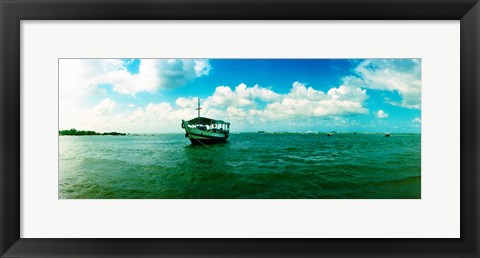 Framed Wooden boat in the ocean, Morro De Sao Paulo, Tinhare, Cairu, Bahia, Brazil Print