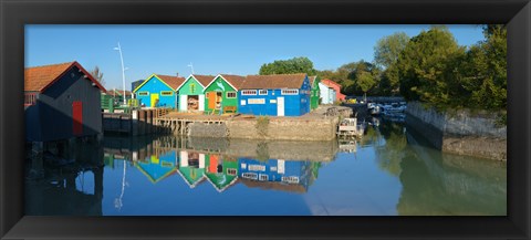 Framed Old Oyster farmers shacks, Le Chateau, Oleron, Charente-Maritime, Poitou-Charentes, France Print