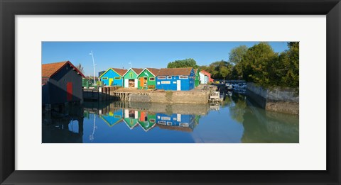 Framed Old Oyster farmers shacks, Le Chateau, Oleron, Charente-Maritime, Poitou-Charentes, France Print