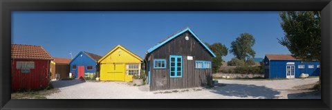 Framed Colorful Shacks, Le Chateau, Oleron, Charente-Maritime, Poitou-Charentes, France Print