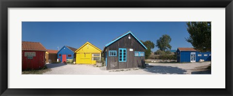 Framed Colorful Shacks, Le Chateau, Oleron, Charente-Maritime, Poitou-Charentes, France Print