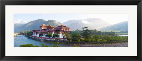 Framed Monastery at the waterfront, Punakha Monastery, Punakha, Bhutan Print