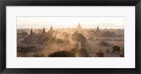 Framed Ancient temples at sunset, Bagan, Mandalay Region, Myanmar Print