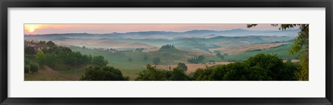 Framed High angle view of the valley at sunset, Val d&#39;Orcia, Tuscany, Italy Print