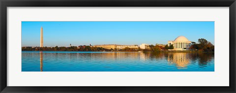 Framed Jefferson Memorial and Washington Monument at dusk, Tidal Basin, Washington DC, USA Print