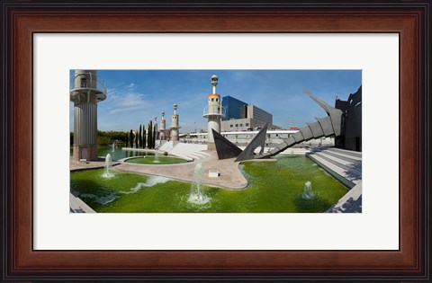 Framed Fountains in Spain Industrial Park, Barcelona, Catalonia, Spain Print