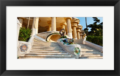 Framed Steps at Park Guell, Barcelona, Catalonia, Spain Print