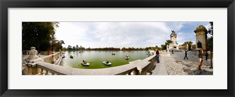 Framed Boats in a lake, Buen Retiro Park, Madrid, Spain Print