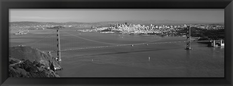 Framed Golden Gate Bridge, San Francisco (black &amp; white) Print