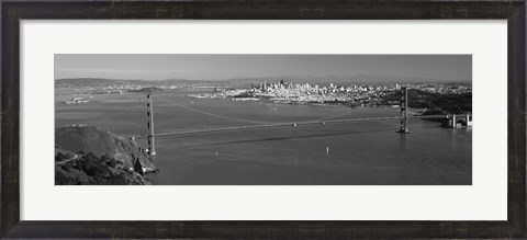 Framed Golden Gate Bridge, San Francisco (black &amp; white) Print