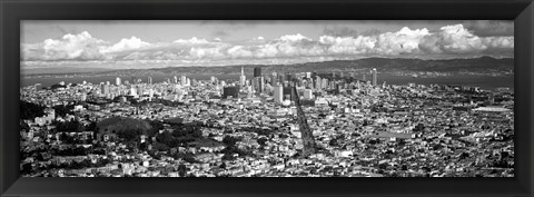 Framed San Francisco as Viewed from Twin Peaks (black &amp; white) Print