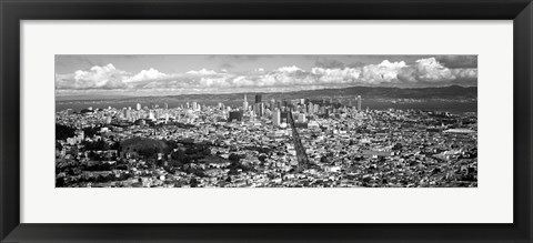 Framed San Francisco as Viewed from Twin Peaks (black &amp; white) Print