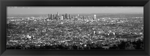 Framed Black and White View of Los Angeles from a Distance Print