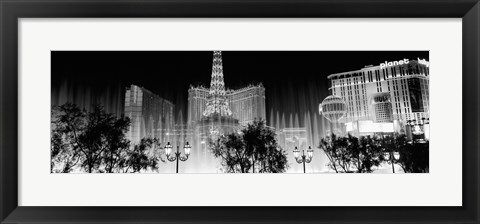 Framed Las Vegas Hotels at Night (black &amp; white) Print