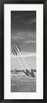 Framed Twin arrows in the field, Route 66, Arizona (black and white) Print