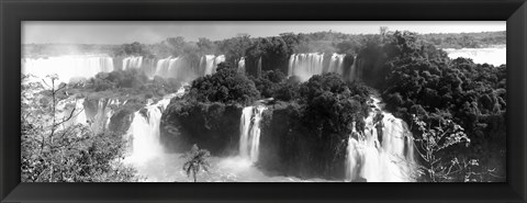 Framed Floodwaters at Iguacu Falls in black and white, Brazil Print