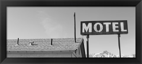 Framed Low angle view of a motel sign, Eastern Sierra, Lone Pine, California, USA Print