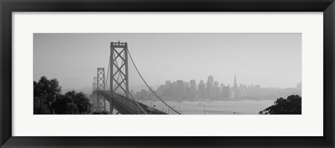 Framed San Francisco Skyline with Bay Bridge (black &amp; white) Print