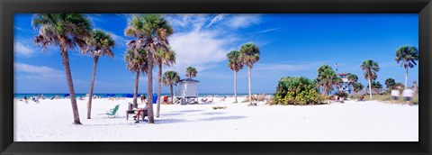 Framed Palm trees on the beach, Siesta Key, Gulf of Mexico, Florida, USA Print