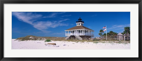 Framed Lighthouse on the beach, Port Boca Grande Lighthouse, Gasparilla Island State Park, Gasparilla Island, Florida, USA Print